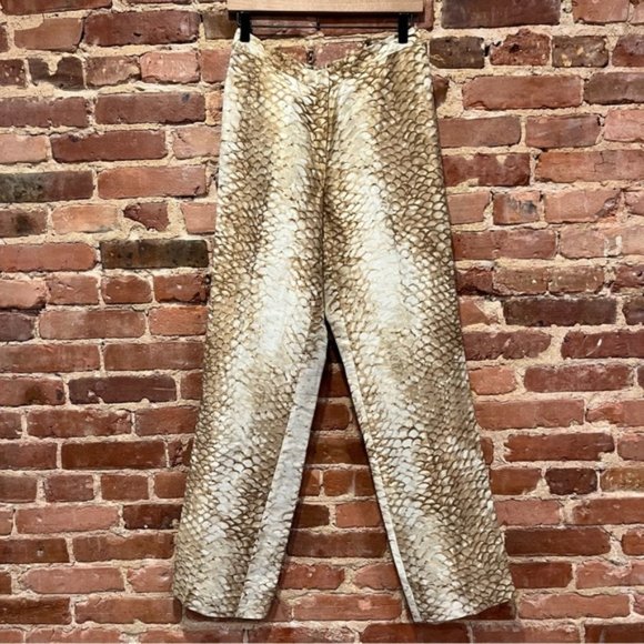 Lafayette 148 New York Linen Silk Blend Python Snakeskin Print Pants 6